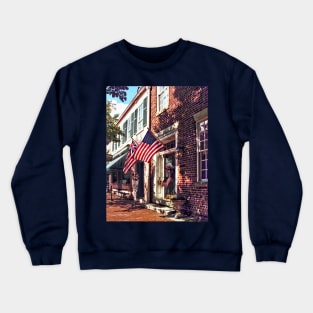 Fredericksburg VA - Street With American Flags Crewneck Sweatshirt